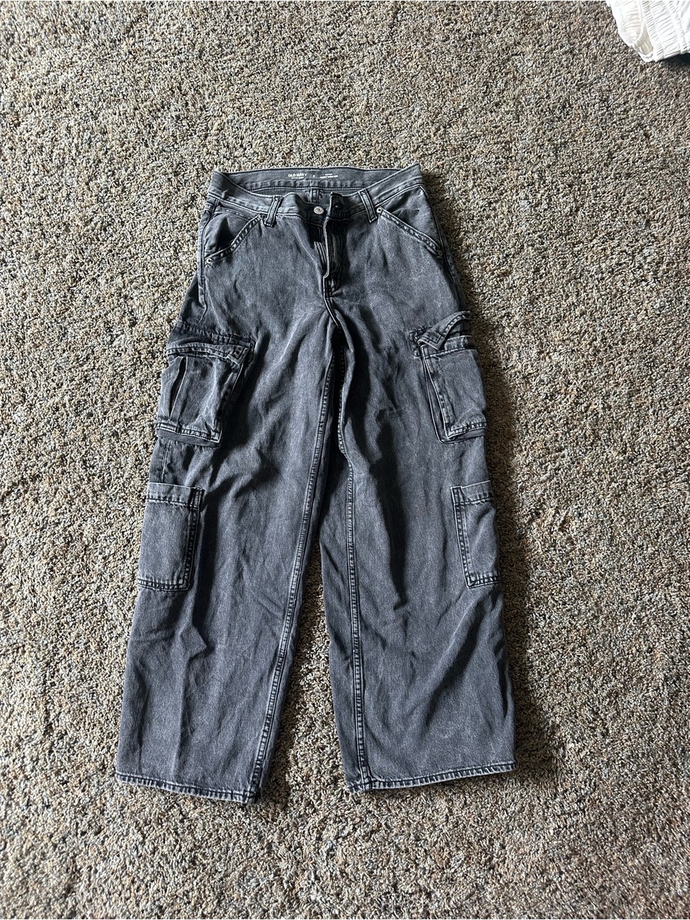 Old Navy Black Washed Baggy Cargo Jeans